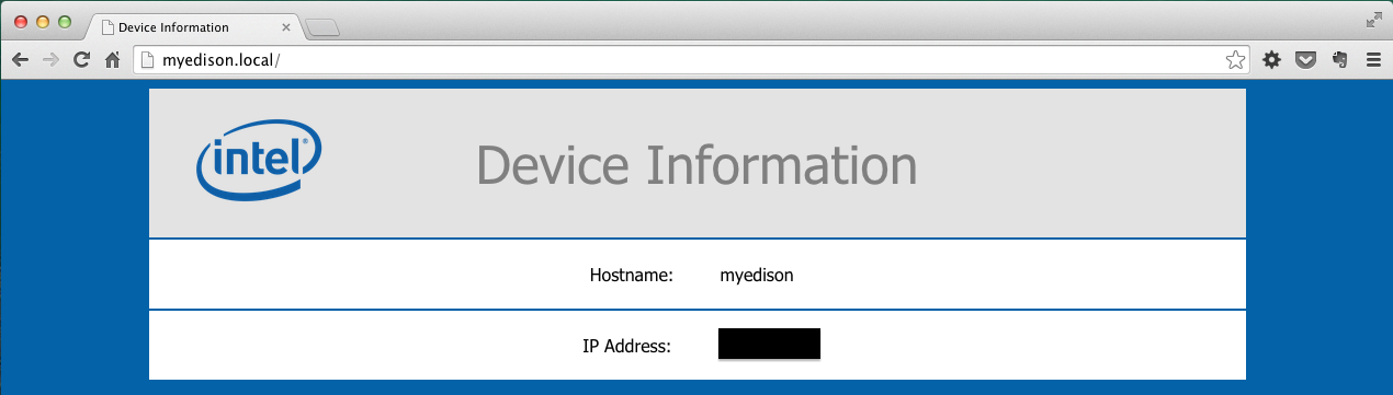 Edison device information in browser